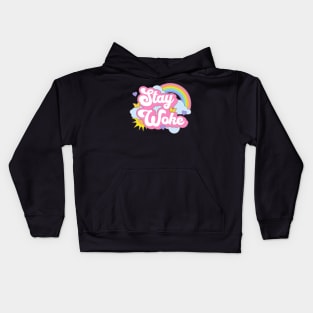 Stay Woke Cute Gay Rainbow Kawaii Anti Desantis Kids Hoodie